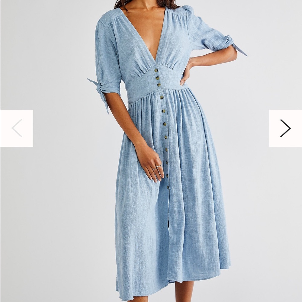 Free People Love of my Life Midi Dress Light Blue